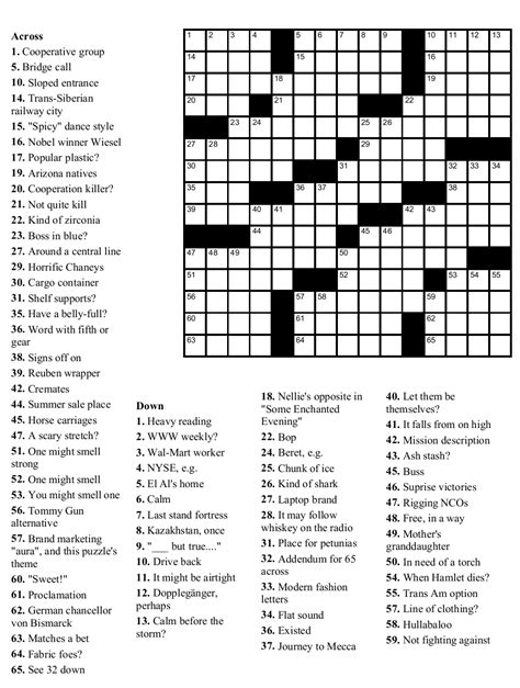 printable crossword puzzles easy