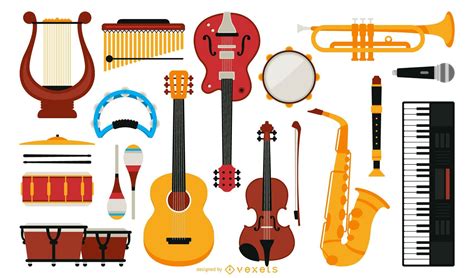 flat musical instruments collection vector