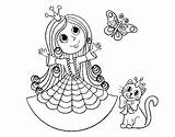 Coloring Princess Butterfly Cat Colorear Princesses sketch template