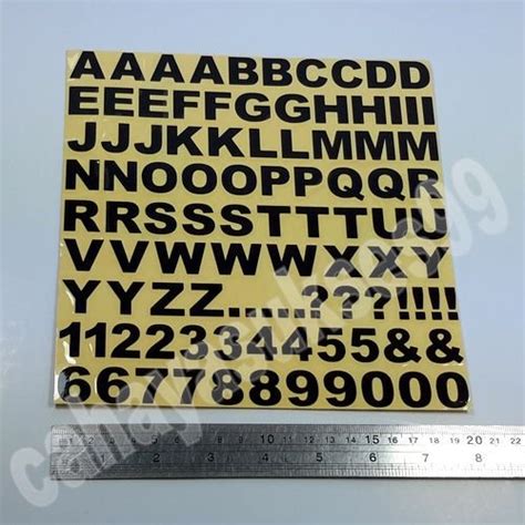 Jual Sticker Cutting Huruf Alphabet Abjad Hitam Kilap Font Arial Huruf