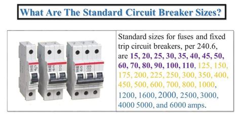 standard circuit breaker sizes  comprehensive guide