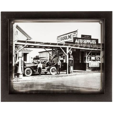 Black And White Vintage Gas Station Framed Art Old Gas