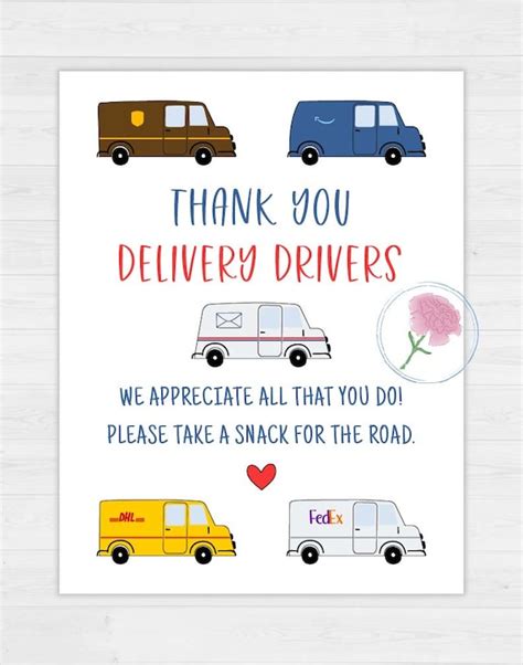 printable  delivery driver appreciation signdelivery etsy
