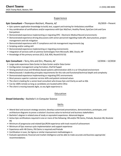 epic consultant resume samples velvet jobs