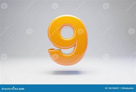 number   orange glossy number isolated  white background stock