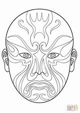 Mask Opera Chinese Coloring Pages Drawing Printable Dragon Masks Template Painting Kids Crafts Paper sketch template