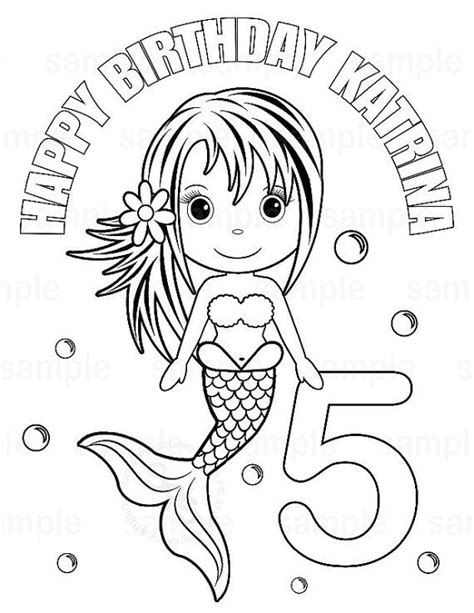personalized mermaid coloring page birthday party favor etsy sea