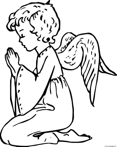 praying angel coloring page printable
