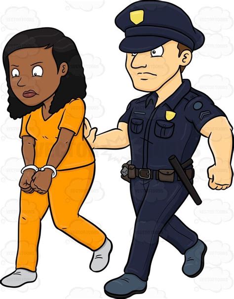 arrest clip art  black female prisoner  escorted   policeman