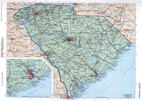large map   state  south carolina  cities roads  highways vidianicom maps