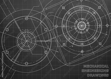 mechanical engineering drawings background  inscription vector