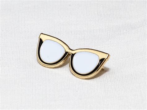 Cat Eye Glasses Enamel Pin Lapel Pin Hipster Eyewear Etsy