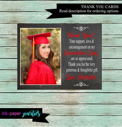 graduation graduate your photo chalkboard party thank you note etsy