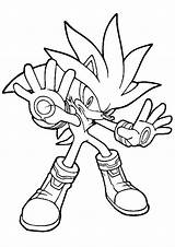 Hedgehog Sonic Coloring Pages Spin Silver Attack Homing Color sketch template