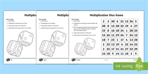 multiplication dice maths games teacher