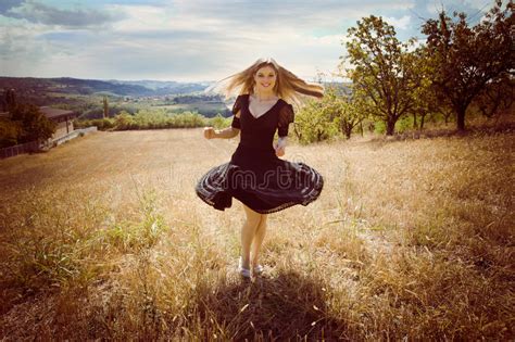 Running Across Field Stock Image Image Of Girl Female 26879261