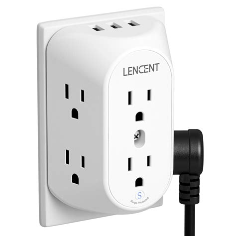 lencent  prong power strip   usb    prong grounding outlet adapter polarized plug