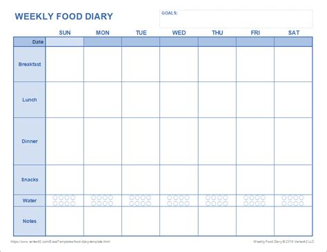 printable food diary sheets