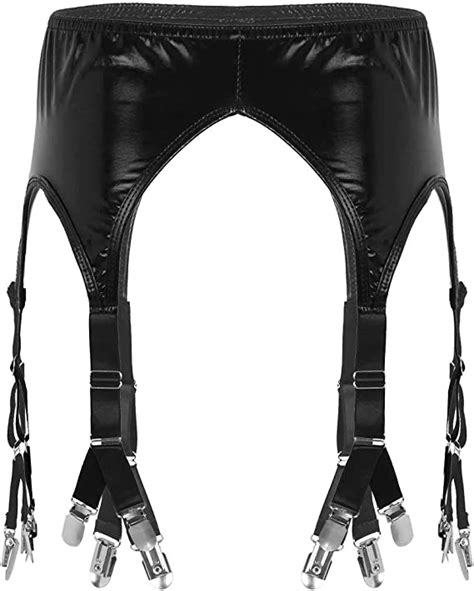 oyolan womans wet look shiny 6 straps suspender garter belt lingerie