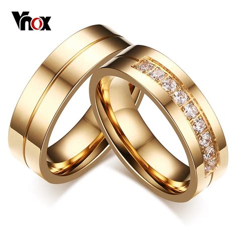 Vnox 1 Pair Wedding Rings For Women Men Couple Promise