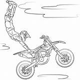 Motocicleta Conductor Motocross Freestyle Montando sketch template