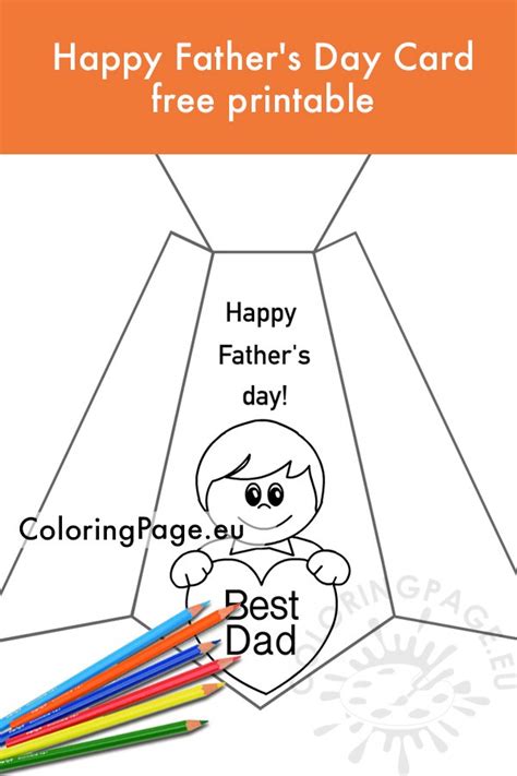 happy fathers day card printable coloring page