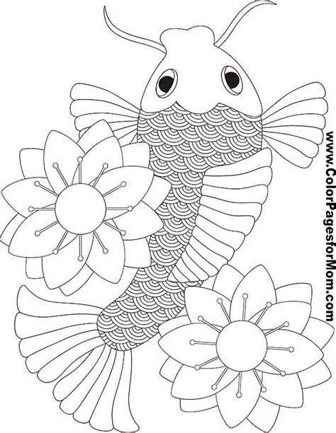 japanese embroidery fish coloring page koi fish drawing