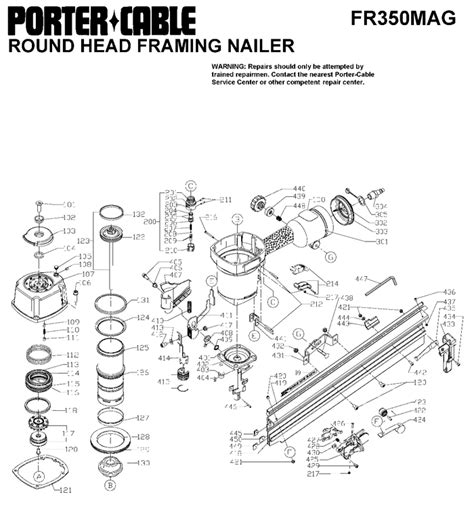 porter cable frmag magnesium  head framing nailer parts type  porter cable framing