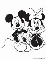 Minnie Coloring Mickey Mouse Pages Disney Sitting Printable Print sketch template
