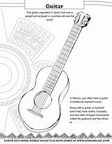 Mariachi Guitar Coloring sketch template