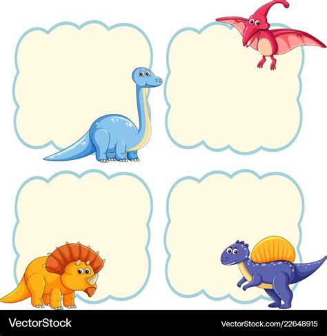 cute dinosaur frame template royalty  vector image