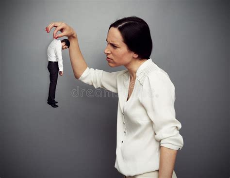 Giant Woman Threatening A Tiny Businessman Stock Image Image Of Girl