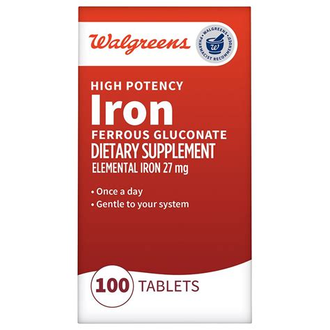 walgreens high potency iron ferrous gluconate mg tablets walgreens