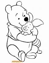 Pooh Piglet Hugging Coloring Winnie Pages Friends Disney Disneyclips Tigger Eeyore Funstuff Rabbit Printable sketch template