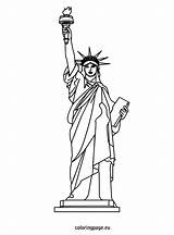Statue Liberty Coloring Drawing Sheet Lady Clipart Printable Cartoon July 4th York State La Dessin Pages Sheets Empire Building Num sketch template