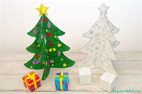 printable  christmas tree paper craft projects  kids