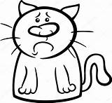 Triste Colorear Gato Smutny Kot Rysunek Grafika Obraz Chat Wektorowa Kreskówka Kolorowanki Caricature sketch template