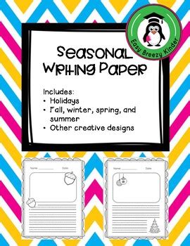seasonal writing paper  easy breezy kinder teachers pay teachers