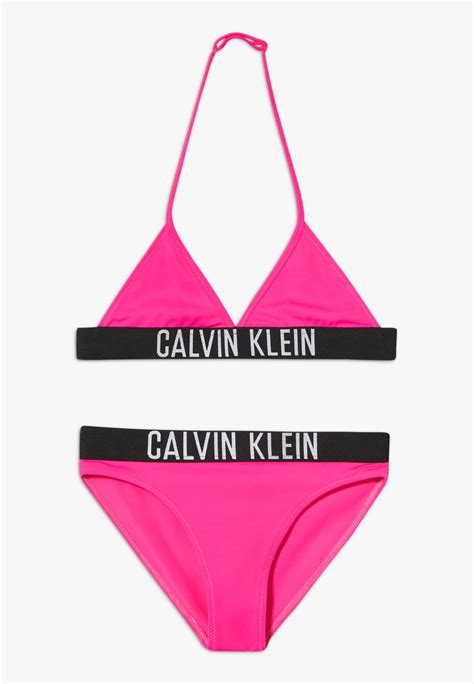 calvin klein swimwear triangle intense power set bikini pink