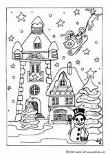 Coloring Christmas Village Pages Color Printable Houses Colouring House Adult Adults Kids Windows Gingerbread Print Noel Coloriage Snow Santa Window sketch template