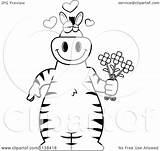 Zebra Outlined Amorous Holding Flowers Coloring Clipart Vector Cartoon Regarding Notes sketch template
