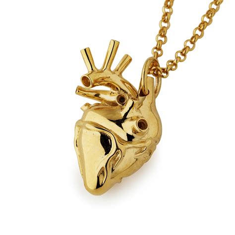 large gold plated anatomical heart necklace  great frog