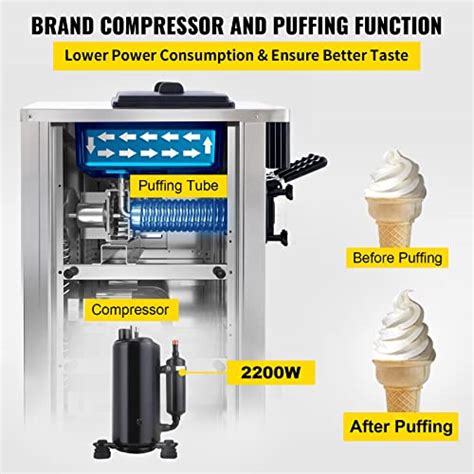 Vevor Commercial Soft Ice Cream Machine 3 Flavors Ice Cream Machine W