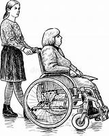 Fauteuil Roulant Rotelle Sedia Skizze Rollstuhl Schizzo Anziana Infermiere Agée älteren Krankenschwester Uomo Infirmière Behinderten sketch template
