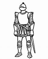 Knight Armor Coloring Medieval Knights Pages Drawing Sheets Suit Printable God Armour Colouring Drawings Template Fantasy Activity Shield Colour Clipart sketch template