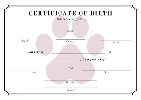 puppy birth certificate digital  dog breeder etsy uk