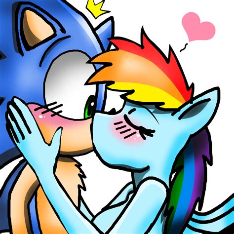 Image Commission Sonic And Rainbow Dash Kiss By