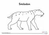 Colouring Smilodon Pages Dinosaur sketch template