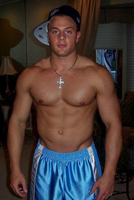 shirtless male muscular handsome frat jock smiling hunk dude photo 4x6