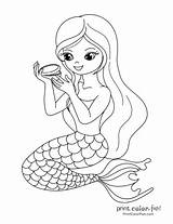 Mermaid Coloring Pages Printable Kids Pdf Little Drawing sketch template